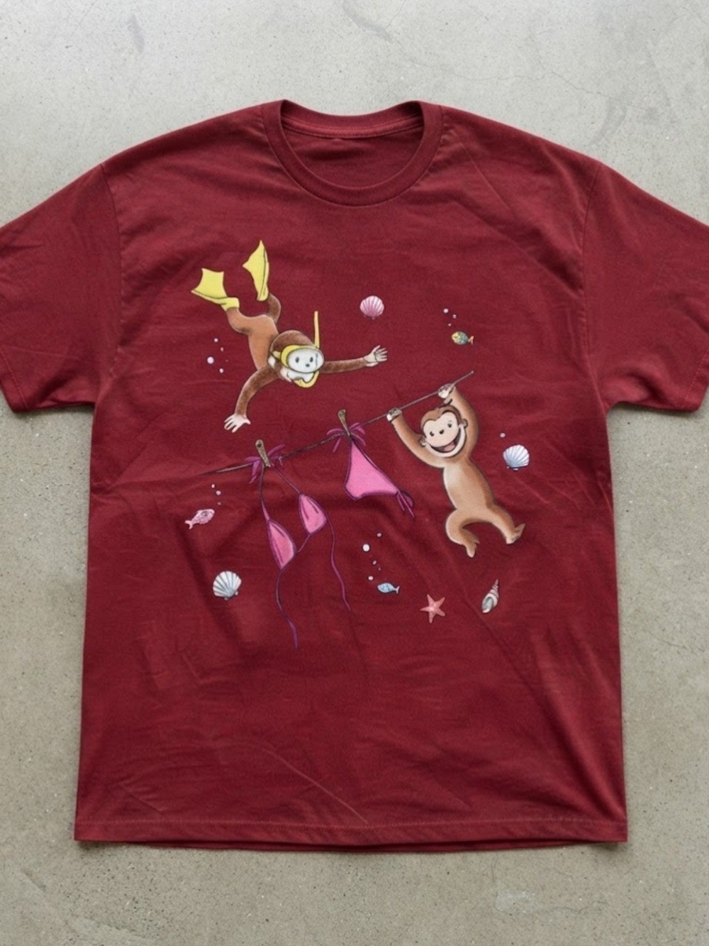 Cute Curious Monkey Graphic Tee Cartoon Animal Gildan T-Shirt